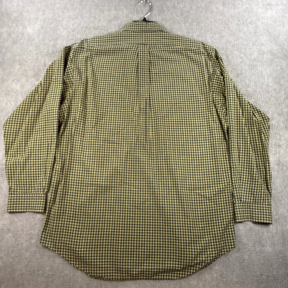 Polo Ralph Lauren Mens Plaid Button Down Shirt Yellow Navy Blue‎ Cotton Size M